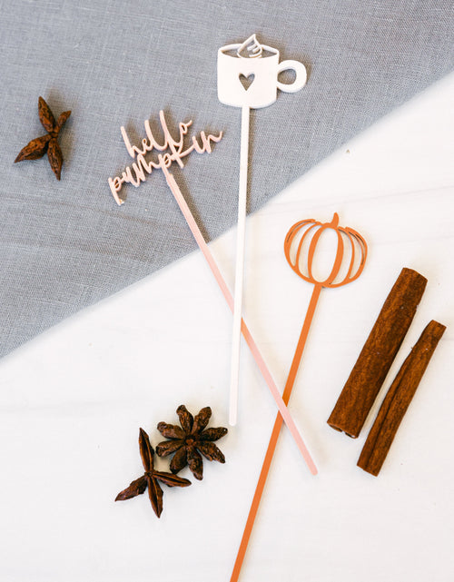 Load image into Gallery viewer, Hello Pumpkin Drink Stirrers by The Cotton &amp; Canvas Co.
