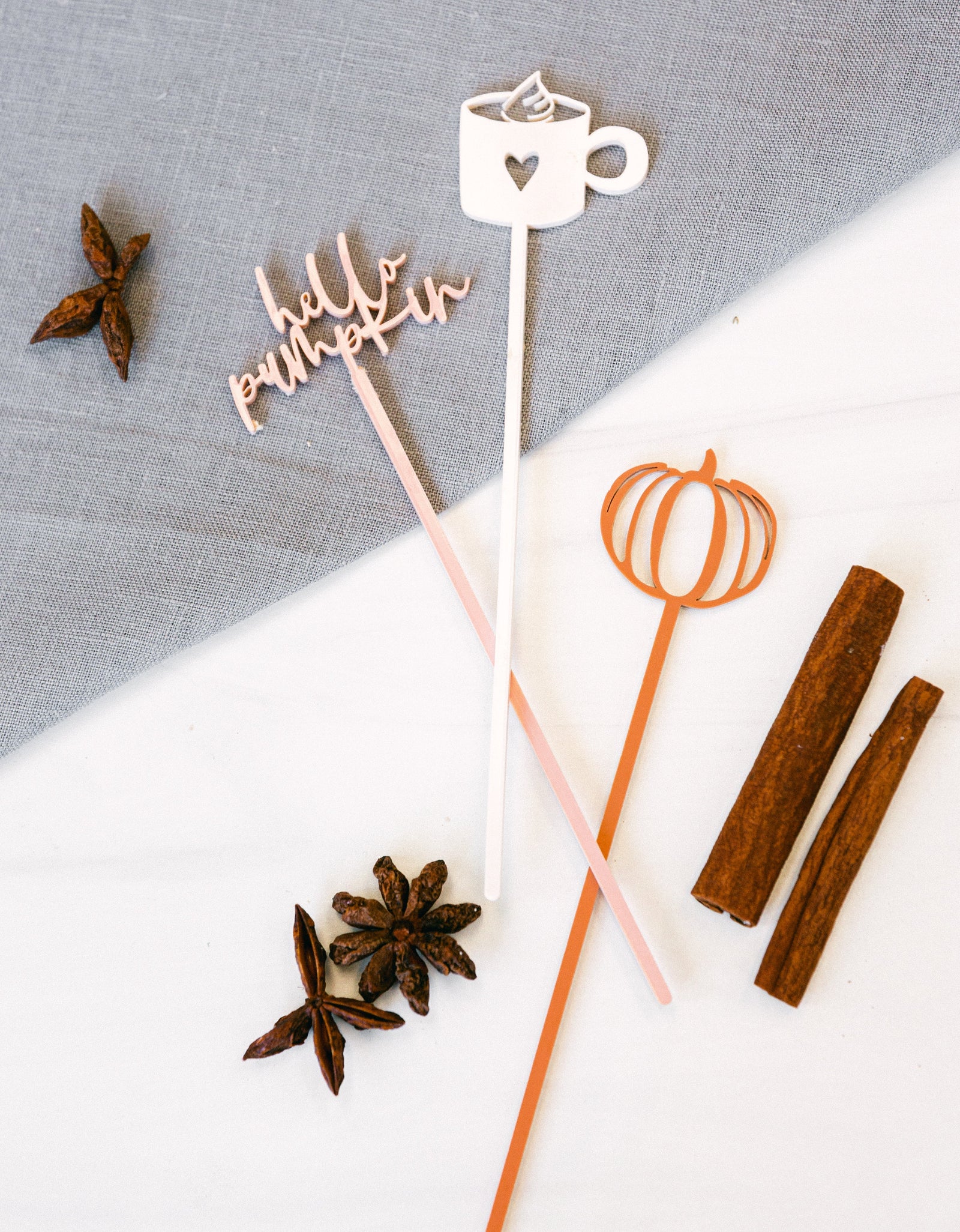 Hello Pumpkin Drink Stirrers by The Cotton & Canvas Co.