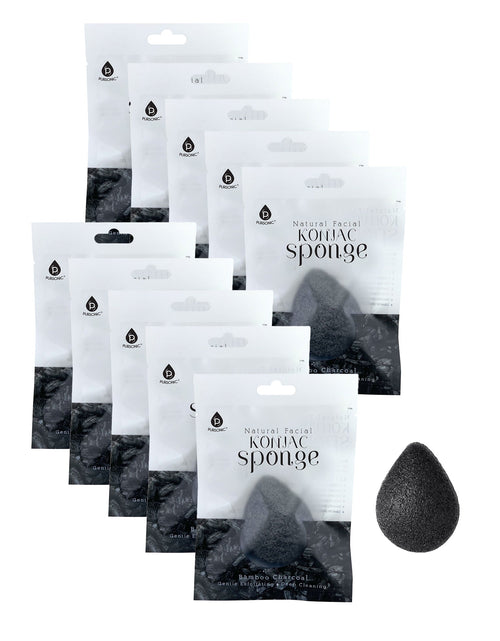 Load image into Gallery viewer, Pursonic Natural Bamboo Charcoal Konjac Sponge 10-Pack by Pursonic
