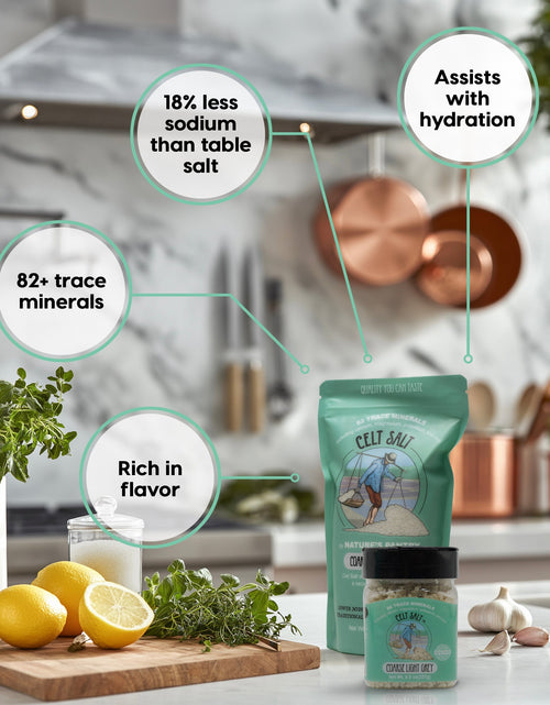 Load image into Gallery viewer, Celtic Sea Salt- 8 oz Shaker of Coarse Light Grey, organic, 82 minerals, Celt Salt By Nature's Pantry by Celt Salt
