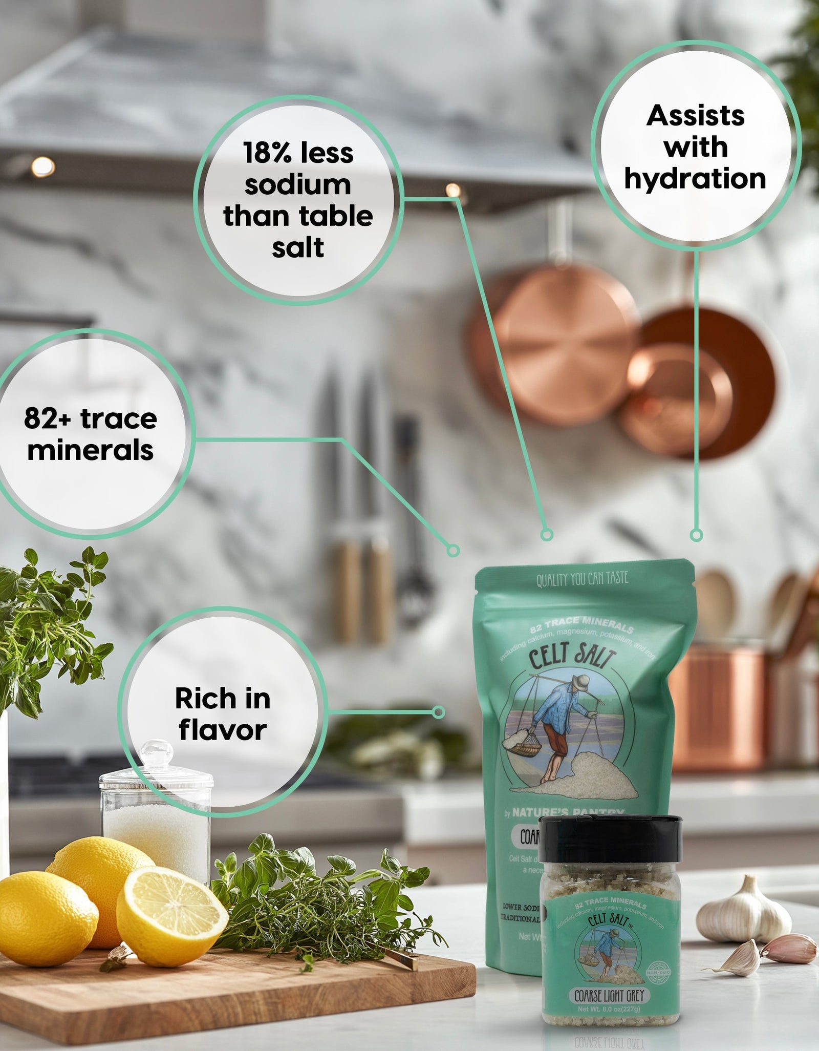 Celtic Sea Salt- 8 oz Shaker of Coarse Light Grey, organic, 82 minerals, Celt Salt By Nature's Pantry by Celt Salt