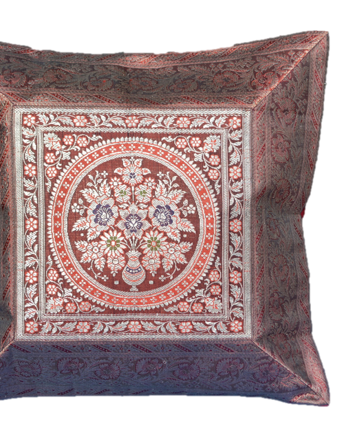 Load image into Gallery viewer, Brocade Silk decorative throw pillow case by OMSutra
