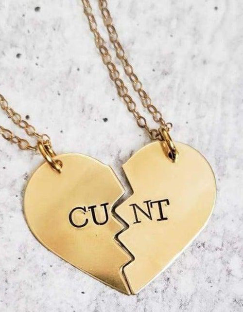 Load image into Gallery viewer, CUNT Broken Heart Friendship Necklaces by Salt and Sparkle
