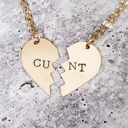 Load image into Gallery viewer, CUNT Broken Heart Friendship Necklaces by Salt and Sparkle
