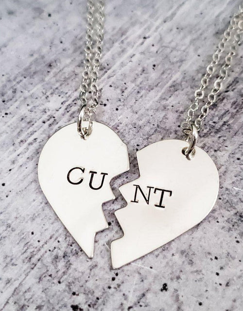 Load image into Gallery viewer, CUNT Broken Heart Friendship Necklaces by Salt and Sparkle

