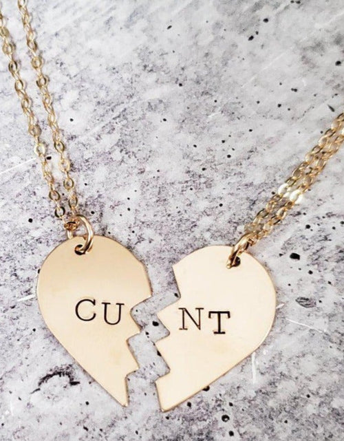 Load image into Gallery viewer, CUNT Broken Heart Friendship Necklaces by Salt and Sparkle
