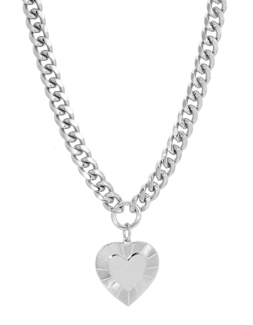 Load image into Gallery viewer, CURB CHAIN &amp; HEART PENDANT NECKLACE by eklexic jewelry
