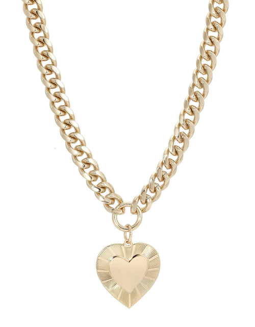 Load image into Gallery viewer, CURB CHAIN &amp; HEART PENDANT NECKLACE by eklexic jewelry
