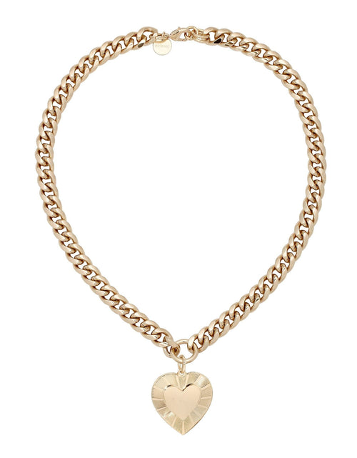 Load image into Gallery viewer, CURB CHAIN &amp; HEART PENDANT NECKLACE by eklexic jewelry

