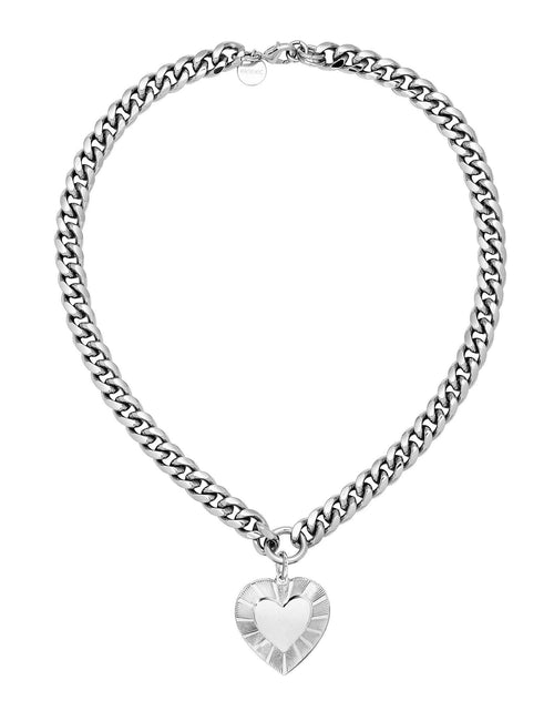 Load image into Gallery viewer, CURB CHAIN &amp; HEART PENDANT NECKLACE by eklexic jewelry
