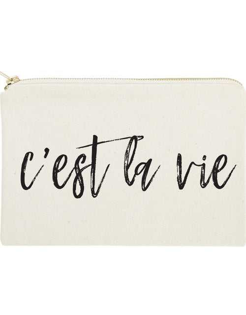 Load image into Gallery viewer, C'est La Vie Cotton Canvas Cosmetic Bag by The Cotton &amp; Canvas Co.
