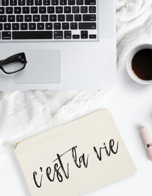 Load image into Gallery viewer, C'est La Vie Cotton Canvas Cosmetic Bag by The Cotton &amp; Canvas Co.
