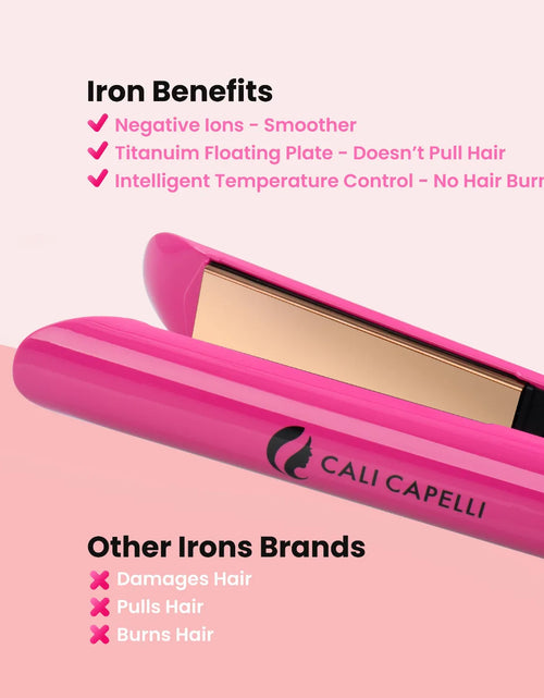 Load image into Gallery viewer, Pro-Series 1″ Titanium Hair Straightener Pink by Calicapelli Hair Tools

