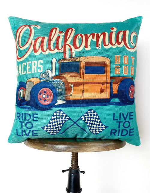 Load image into Gallery viewer, California Hot Rod Racer  | Pillow Cover |  Throw Pillow |  | Dad Gift | Classic Car | Gift Ideas | Pillow | Hot Rod | Room Décor by UniikPillows
