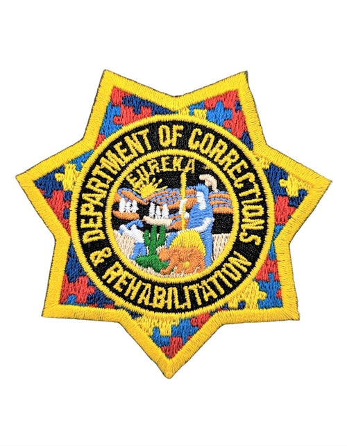 Load image into Gallery viewer, CDCR OFFICER <BR> Autism Awareness <br> Ribbon Badge Patch by Custom Pins &amp; Buckles
