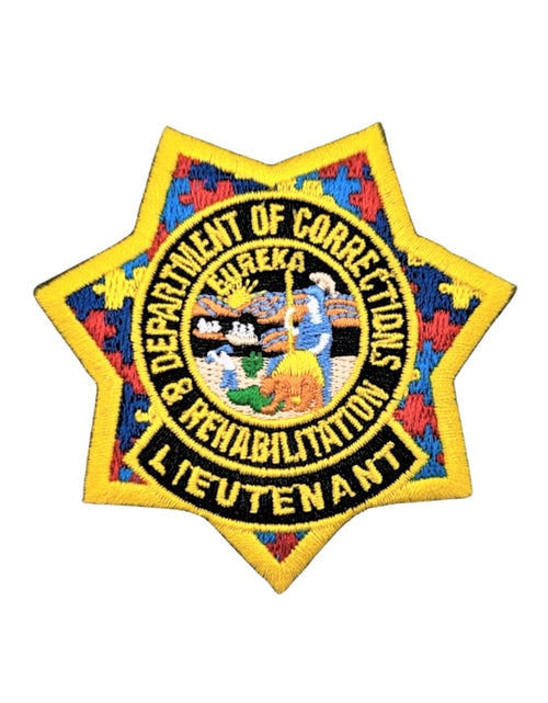 Load image into Gallery viewer, CDCR LIEUTENANT <br> Autism Awareness <br> Ribbon Badge Patch by Custom Pins &amp; Buckles
