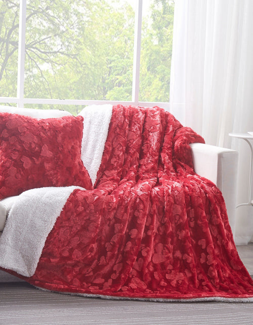 Load image into Gallery viewer, DaDa Bedding Candy Apple Red Vibrant Luxury Faux Fur Euro Throw Pillow Cover (Red-19) by DaDa Bedding Collection
