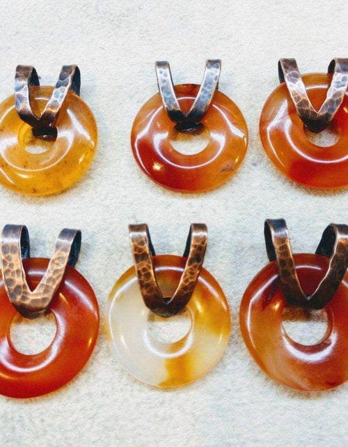 Load image into Gallery viewer, Carnelian Gemstone Donut Copper Chain Necklace by Alexa Martha Designs
