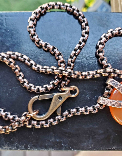 Load image into Gallery viewer, Carnelian Gemstone Donut Copper Chain Necklace by Alexa Martha Designs
