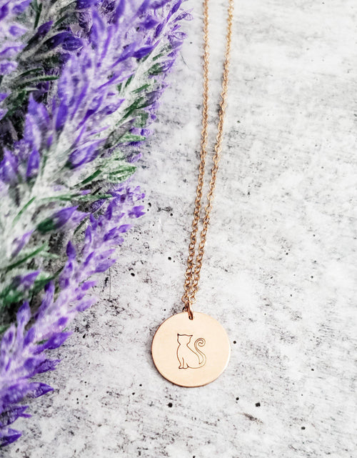 Load image into Gallery viewer, Cat Silhouette Disc Necklace by Salt and Sparkle
