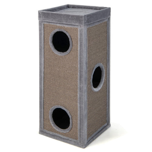 Load image into Gallery viewer, 39 Inch Tall Cat Condo with Scratching Posts and 3 Hideaways and 4 Soft Plush Cushions-Gray
