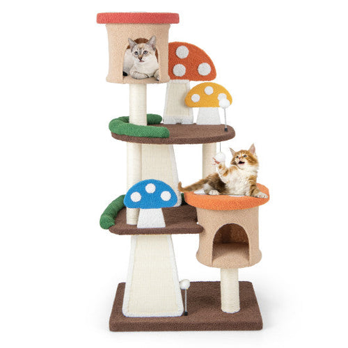 Load image into Gallery viewer, 4-In-1 Cat Tree with 2 Condos and Platforms for Indoors-Multicolor
