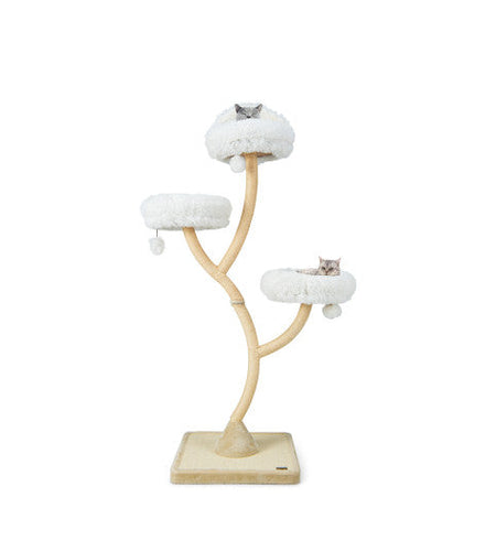 70 Inch Tall Cat Tree 4-Layer Cat Tower with 3 Perches and Dangling Balls-Beige