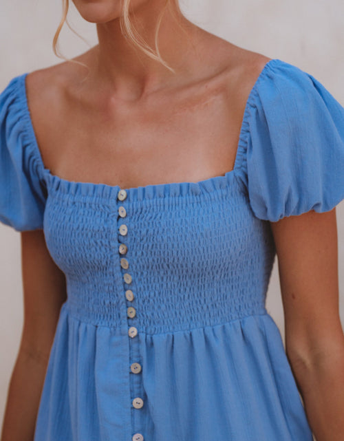 Load image into Gallery viewer, Catalina Smocked Linen Mini Dress by ELF

