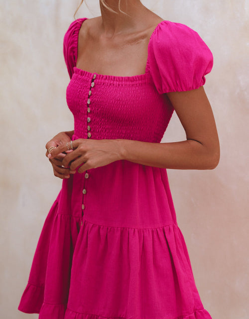 Load image into Gallery viewer, Catalina Smocked Linen Mini Dress by ELF
