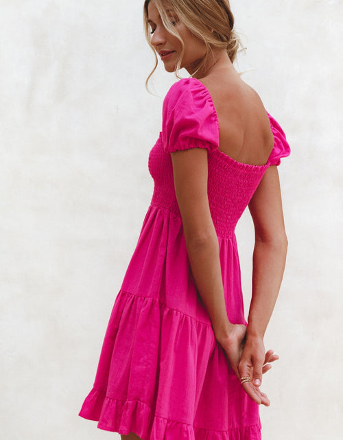 Load image into Gallery viewer, Catalina Smocked Linen Mini Dress by ELF
