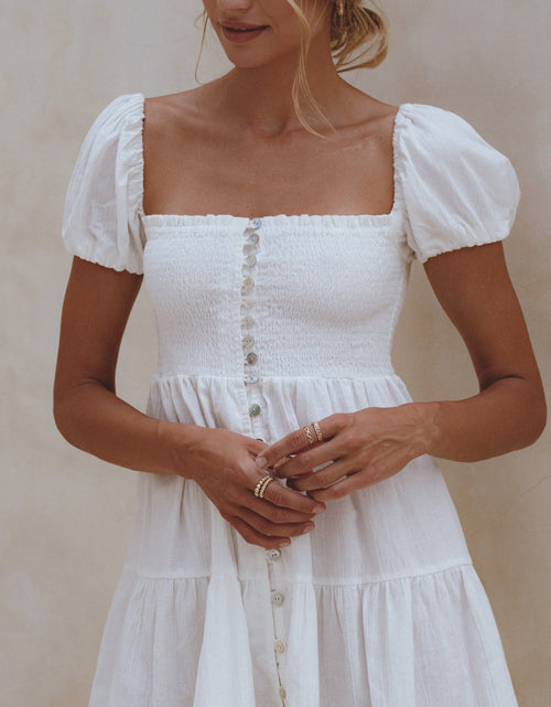 Load image into Gallery viewer, Catalina Smocked Linen Mini Dress by ELF
