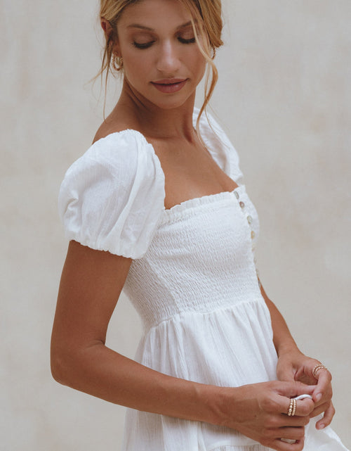 Load image into Gallery viewer, Catalina Smocked Linen Mini Dress by ELF
