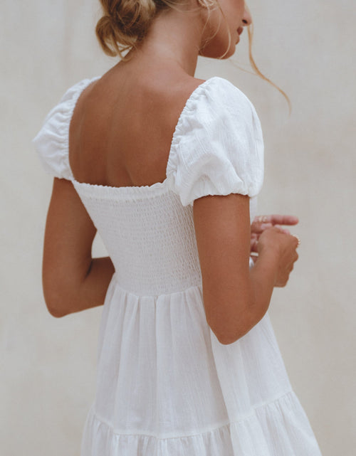 Load image into Gallery viewer, Catalina Smocked Linen Mini Dress by ELF
