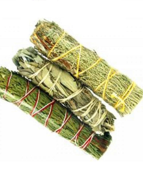 Load image into Gallery viewer, Cedar, White, Blue Sage bundle 3" by OMSutra
