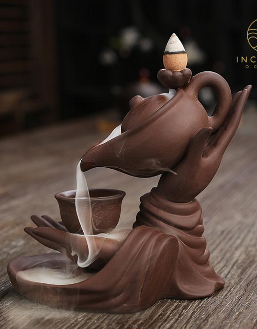 Load image into Gallery viewer, Ceramic Hand Censer Waterfall Incense Burner by incenseocean
