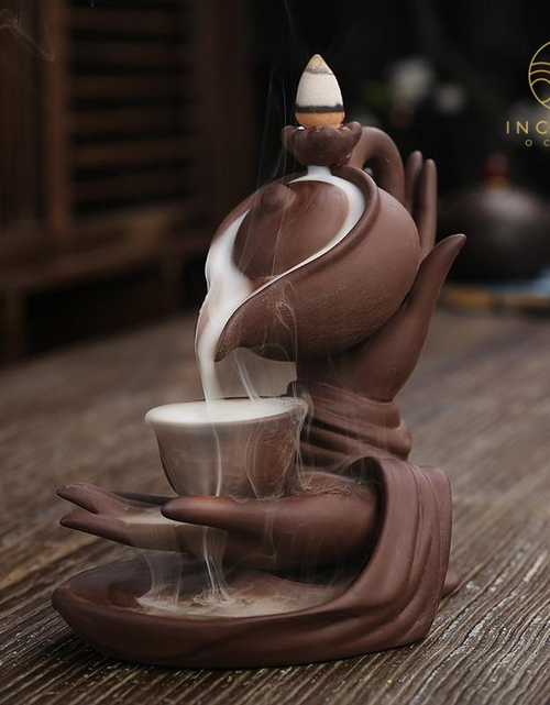 Load image into Gallery viewer, Ceramic Hand Censer Waterfall Incense Burner by incenseocean

