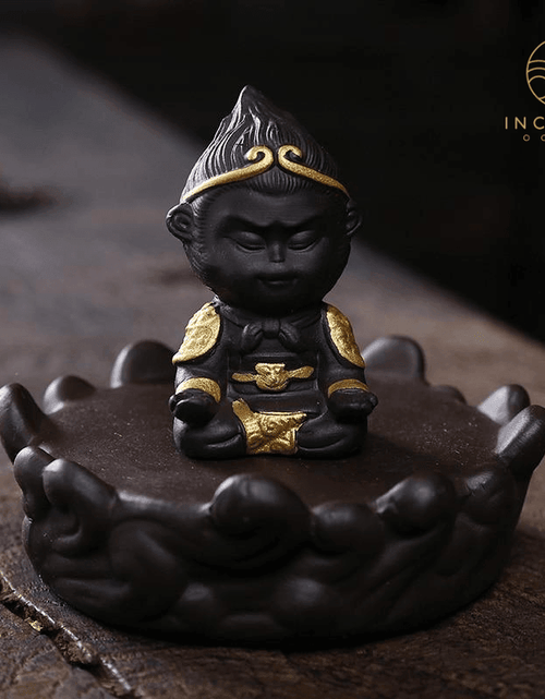 Load image into Gallery viewer, Ceramic Sun Wukong Backflow Incense Burner by incenseocean
