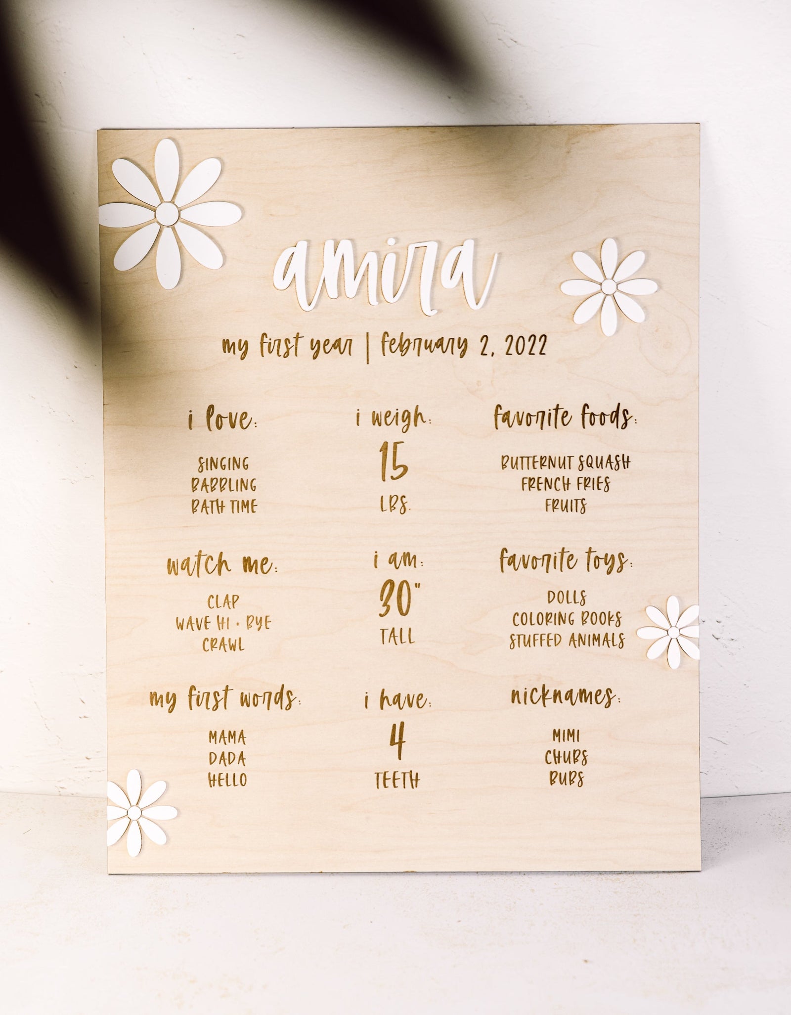 Personalized Boho Daisy Birthday Milestone Board by The Cotton & Canvas Co.