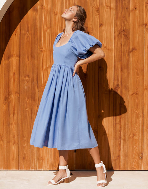 Load image into Gallery viewer, Cherie Puff Sleeve Midi Dress by ELF
