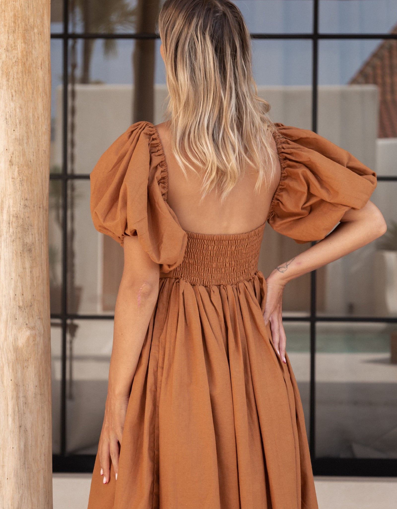 Cherie Puff Sleeve Midi Dress by ELF