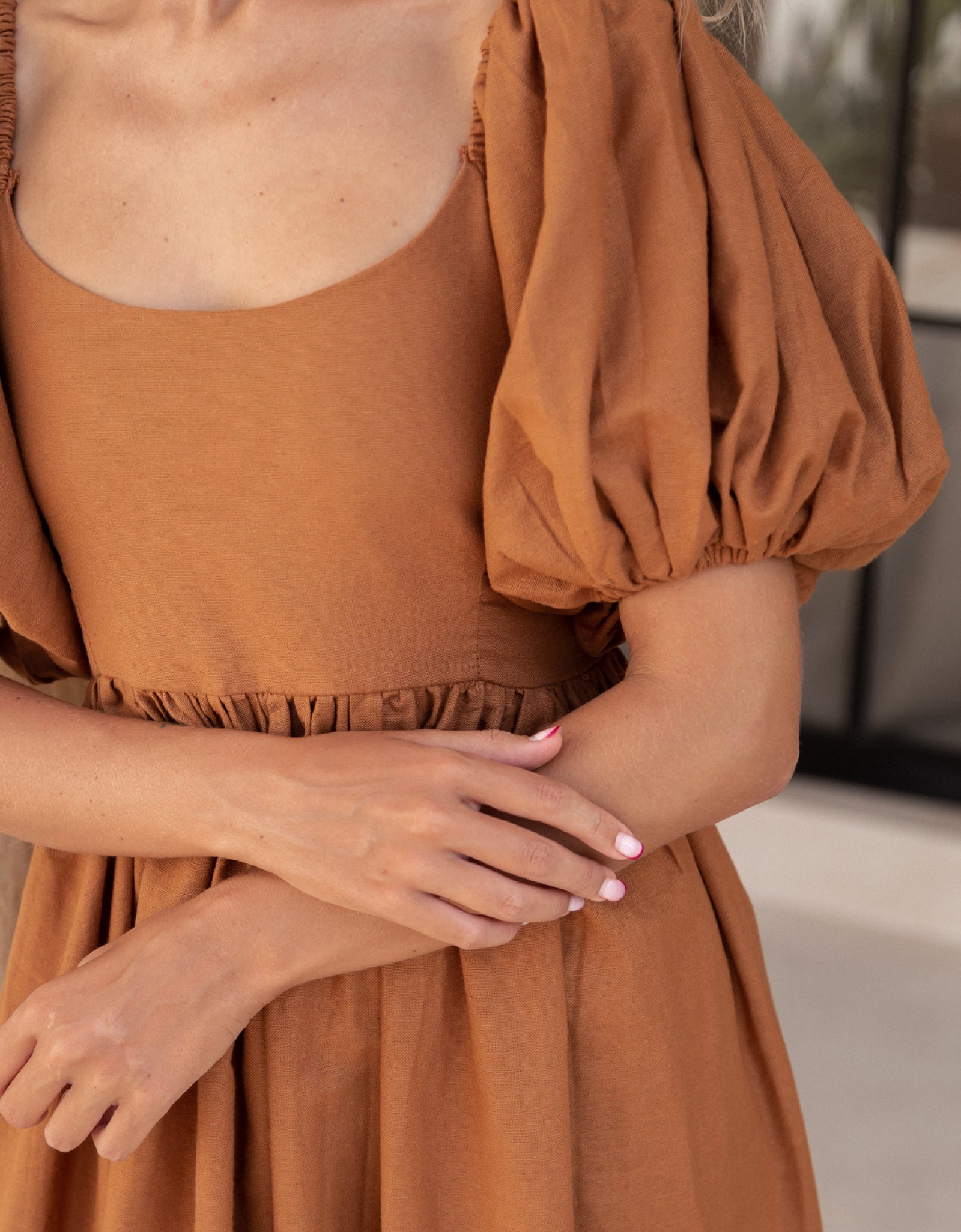 Cherie Puff Sleeve Midi Dress by ELF