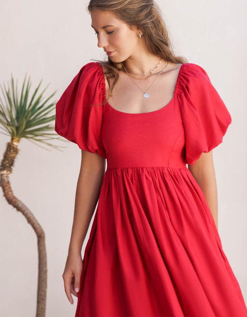 Load image into Gallery viewer, Cherie Puff Sleeve Midi Dress by ELF

