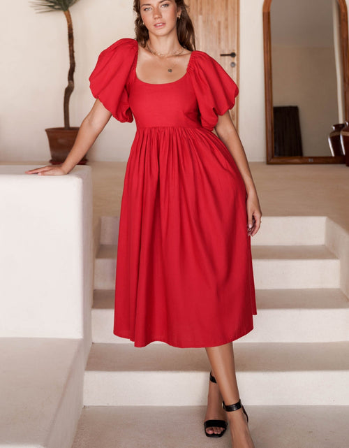 Load image into Gallery viewer, Cherie Puff Sleeve Midi Dress by ELF
