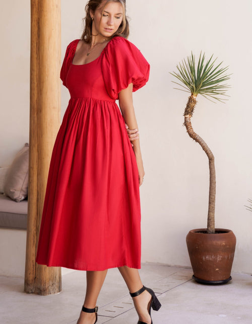 Load image into Gallery viewer, Cherie Puff Sleeve Midi Dress by ELF
