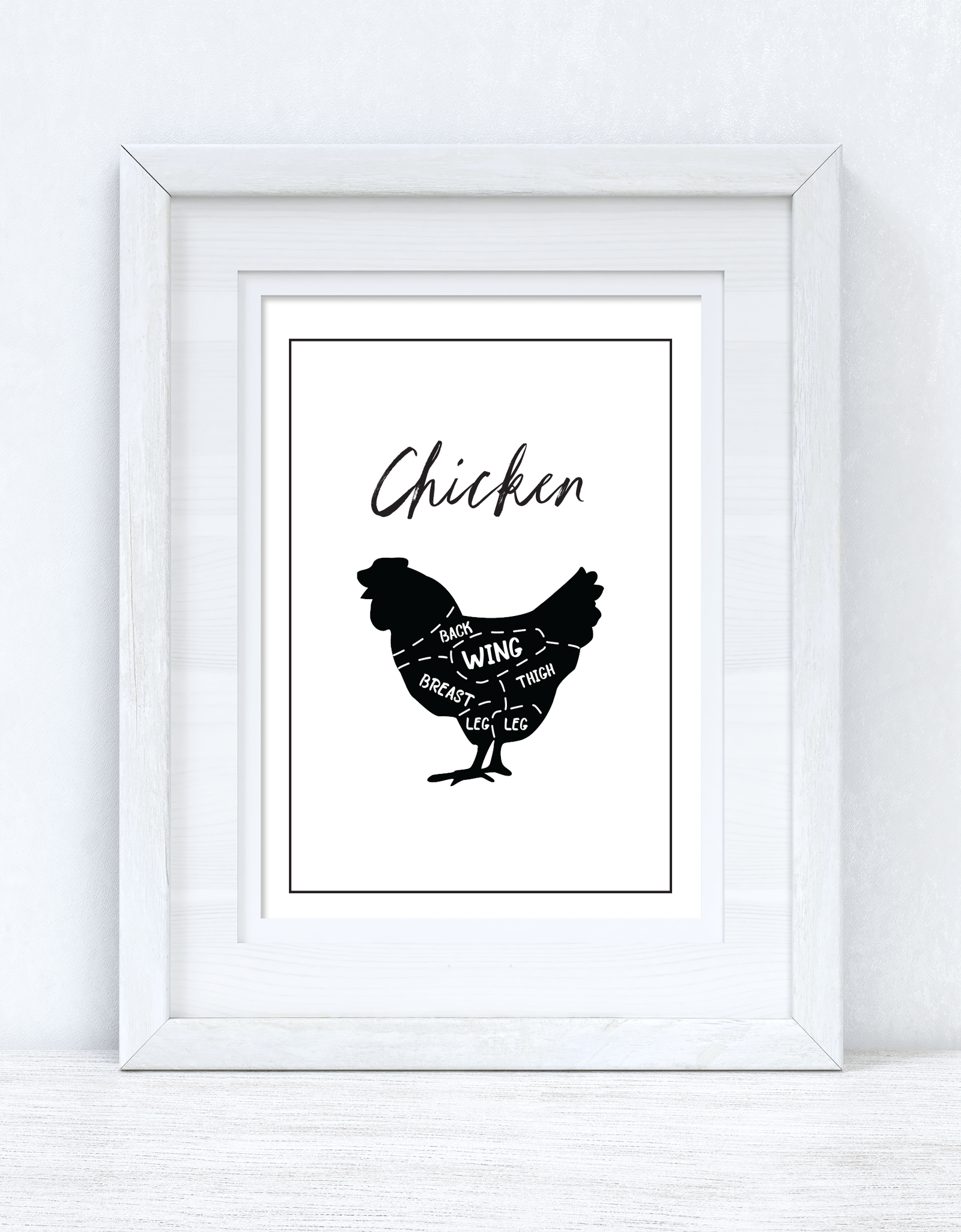 Chicken Cuts Simple Cool Kitchen Farmhouse Wall Decor Print by WinsterCreations™ Official Store