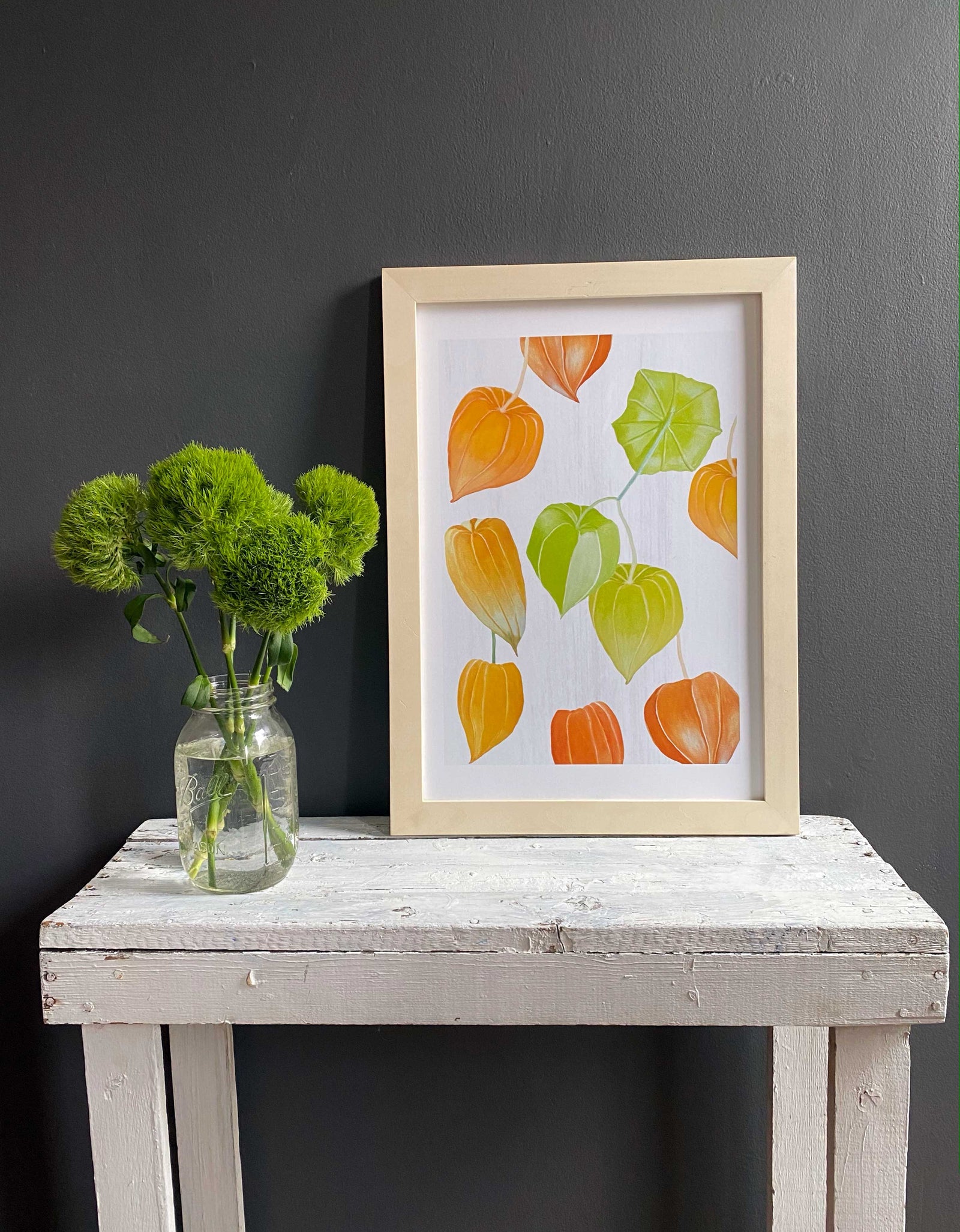 Art Print:  Chinese Lanterns on Snow by India & Purry
