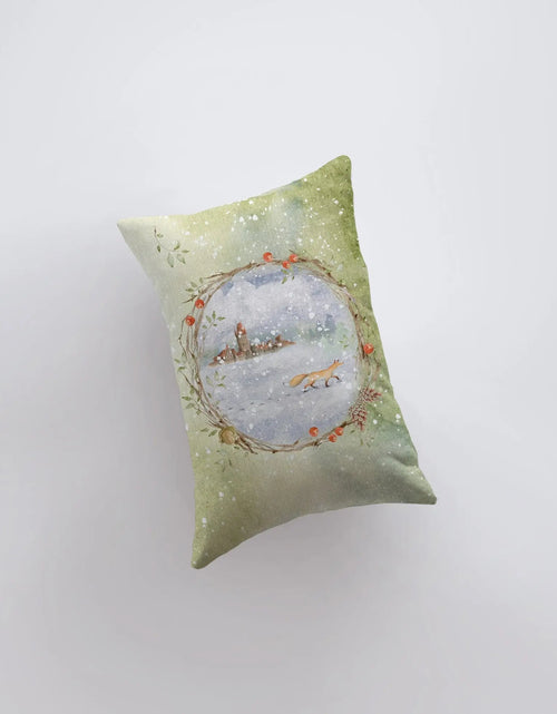 Load image into Gallery viewer, Christmas Fox Snow Scene Pillow cover | Merry Christmas | Christmas Pillow | Christmas Decor | 12x18 | Christmas tree | Christmas Gifts by UniikPillows
