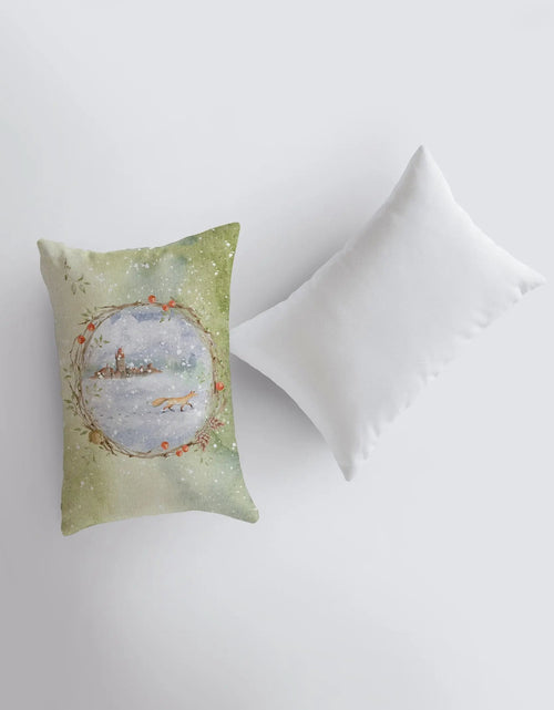 Load image into Gallery viewer, Christmas Fox Snow Scene Pillow cover | Merry Christmas | Christmas Pillow | Christmas Decor | 12x18 | Christmas tree | Christmas Gifts by UniikPillows
