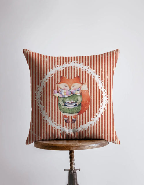 Load image into Gallery viewer, Christmas Fox with hot Cocoa | Pillow Cover | Red Fox | Christmas Decor | Throw Pillow | Room Decor Home Decor Bedroom Decor | Sister Gift by UniikPillows
