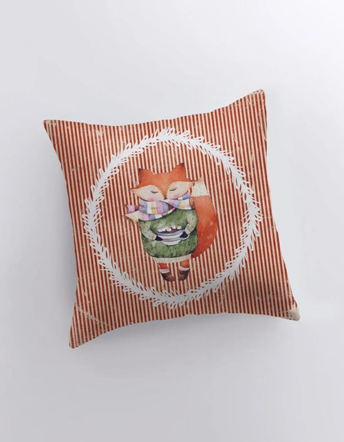 Load image into Gallery viewer, Christmas Fox with hot Cocoa | Pillow Cover | Red Fox | Christmas Decor | Throw Pillow | Room Decor Home Decor Bedroom Decor | Sister Gift by UniikPillows
